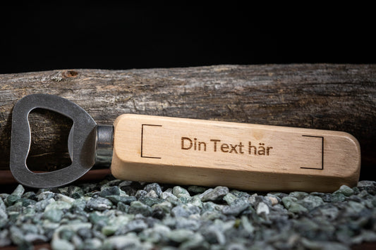 Kapsylöppnare med egen gravyr-Trähandtag