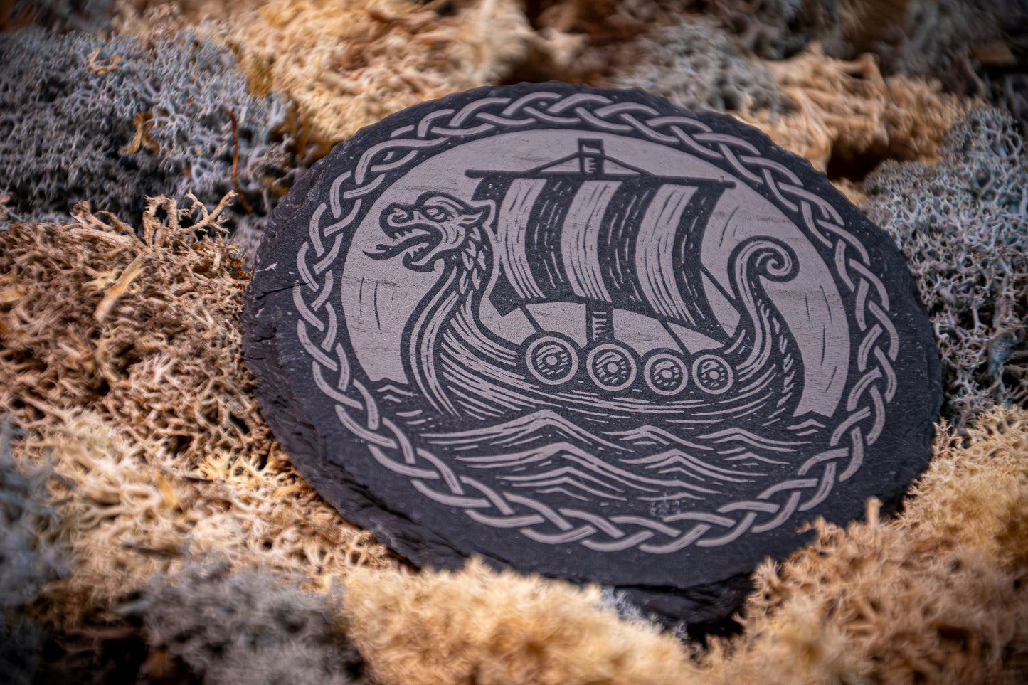 Skifferunderlägg – Vikingaskepp (paket)