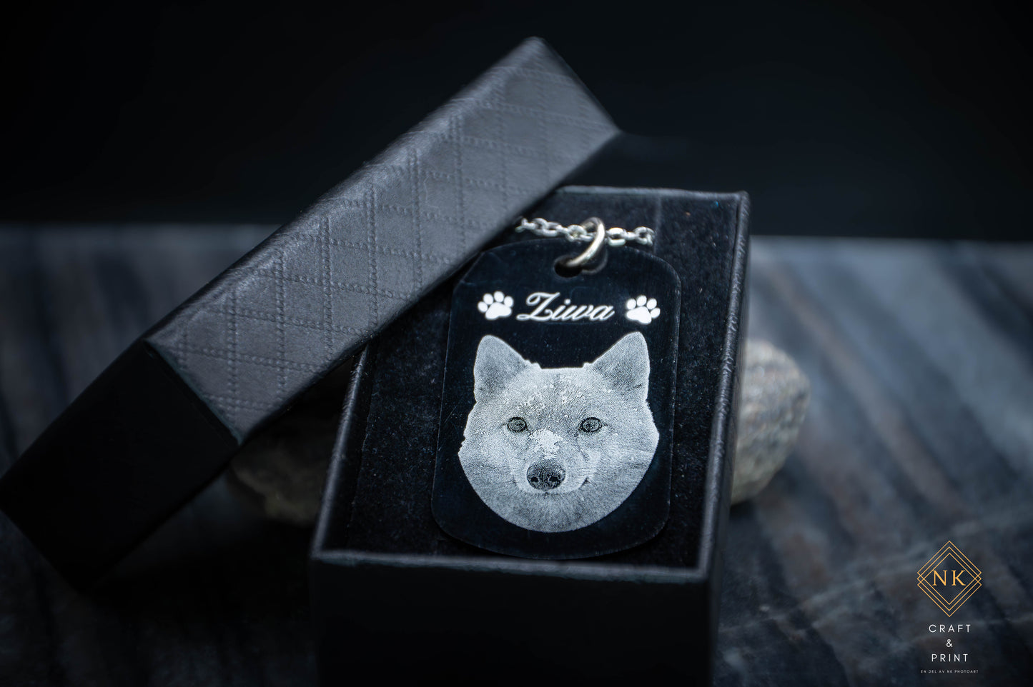 Dogtag – Rektangulär med Svart Coating
